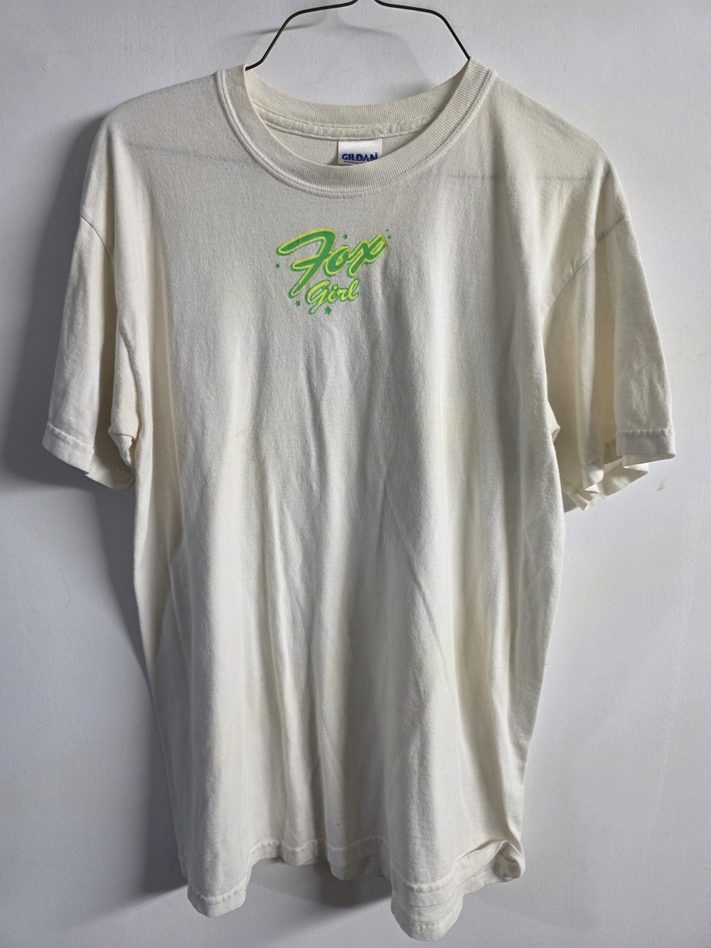 Fox Racing Fox Girl Y2K Graphic T-Shirt Gildan Heavy Cotton Motocross Neon M